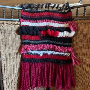 Handcrafted Wool Woven Wall Hanging - Red and Black